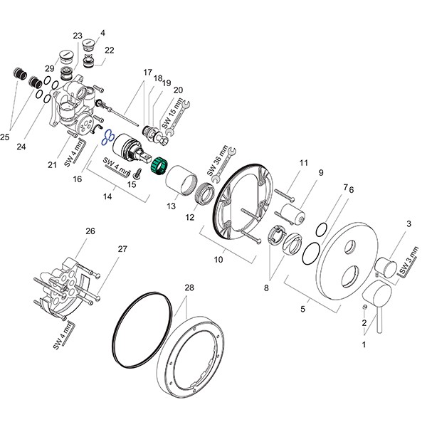 Hansgrohe Wannenmischer Unterputz Axor Starck F-Set chrom m.Sicherungskombination