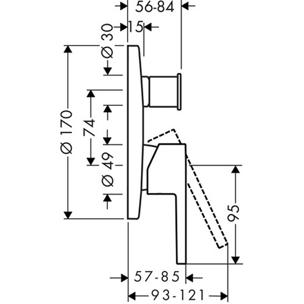 Hansgrohe Wannenmischer Unterputz Axor Starck Fertigset chrom Hebelgriff