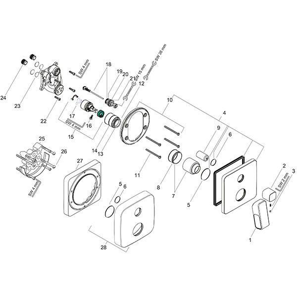 Hansgrohe Wannenmischer Unterputz Axor Urquiola Fertigset chrom