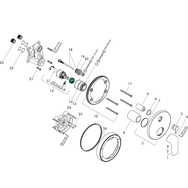 Hansgrohe Wannenmischer Unterputz Metris Fertigset chrom