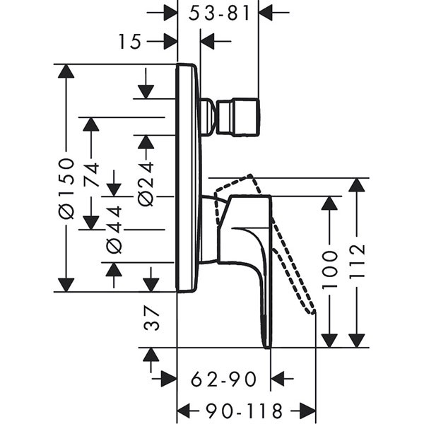 Hansgrohe Wannenmischer Unterputz Rebris E Fertigset m.Sicherungskombination chrom