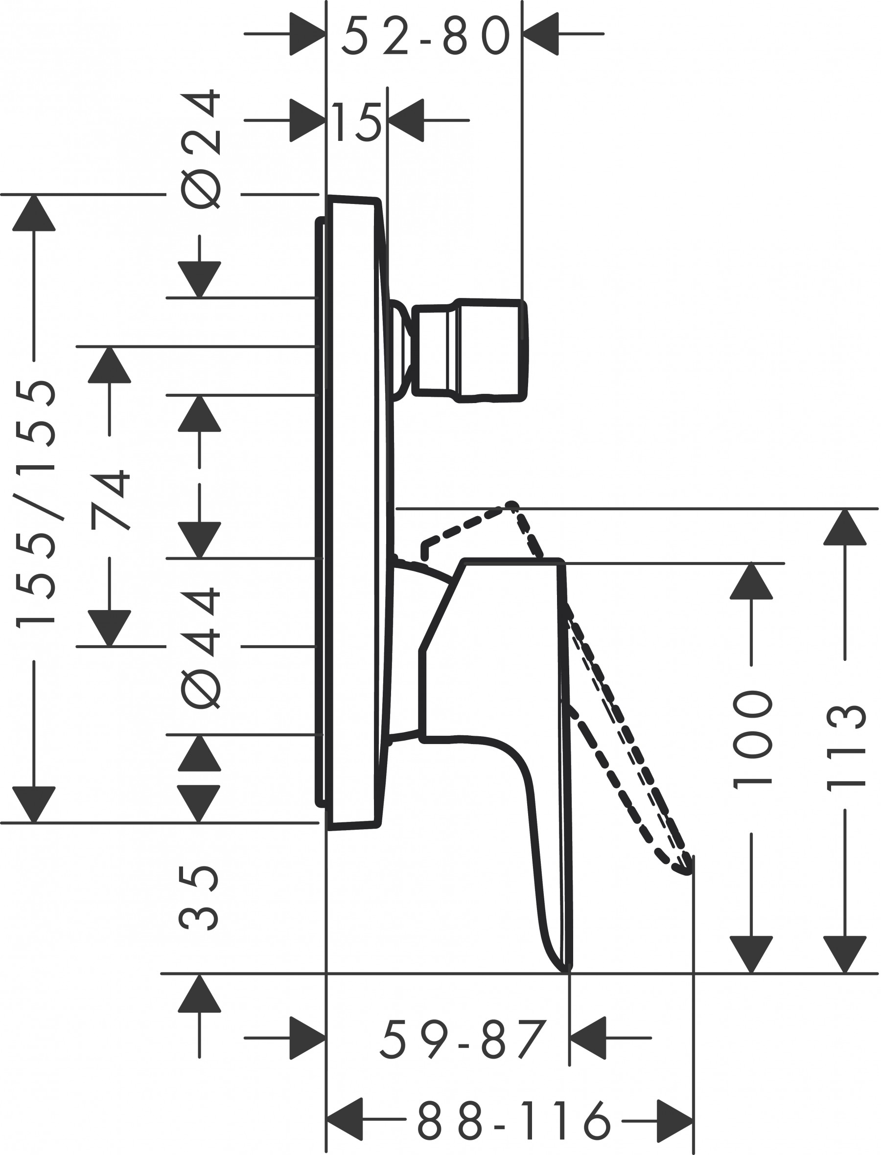 Hansgrohe Wannenmischer Unterputz Talis E Fertigset mattschwarz m.Sicherungskombi.