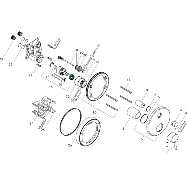 Hansgrohe Wannenmischer Unterputz Talis Fertigset chrom