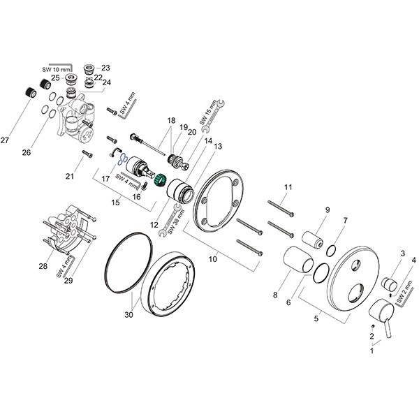 Hansgrohe Wannenmischer Unterputz Talis Fertigset chrom m.Sicherungkombination