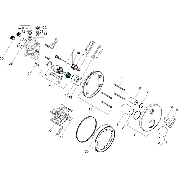 Hansgrohe Wannenmischer Unterputz Talis S Fertigset chrom m.Sicherungskombination