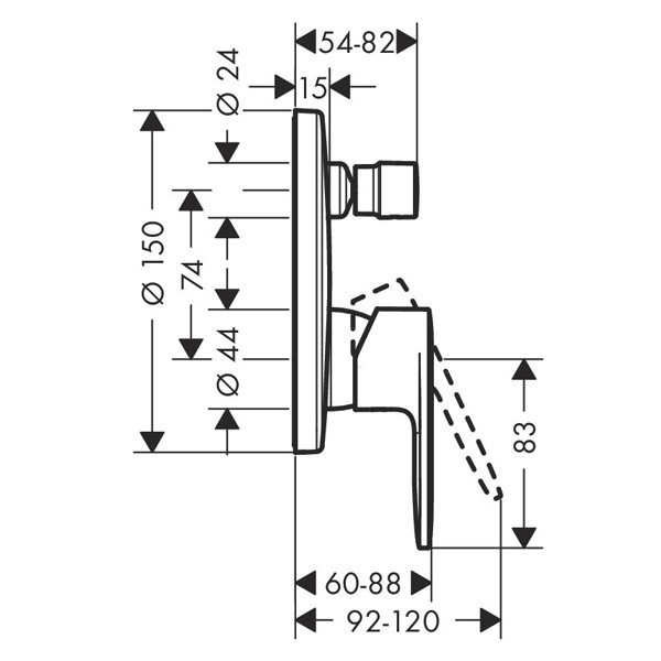 HG Wannenmischer Unterputz Vernis Blend Fertigset m.Sicherungskombination chrom