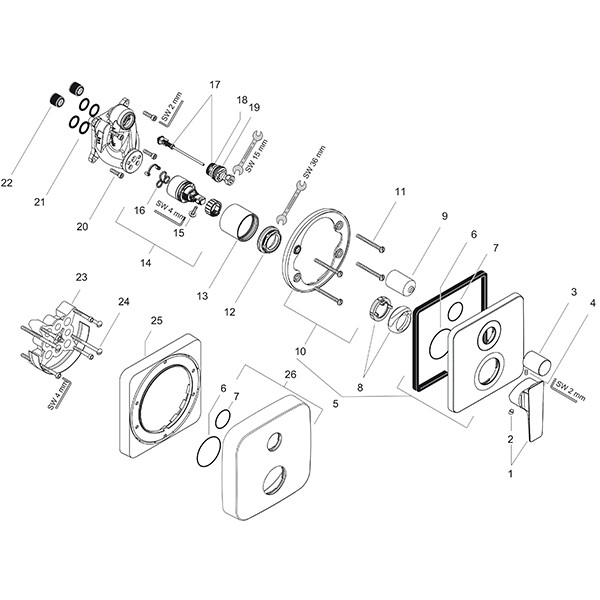 Hansgrohe Wannenmischer UP Axor Citterio E Fertigset chrom