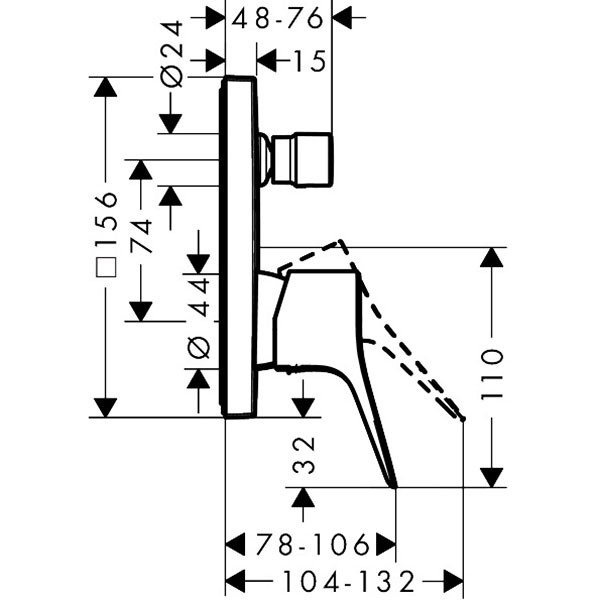HG Wannenmischer Unterputz Vivenis Fertigset mattweiss