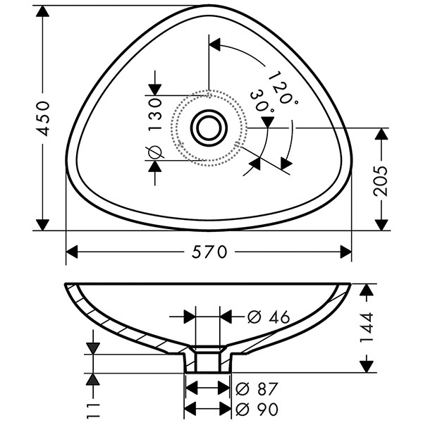Hansgrohe Waschschüssel AXOR Massaud klein 