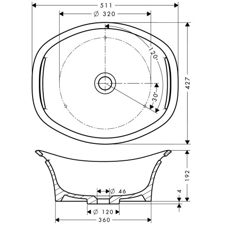 Hansgrohe Waschschüssel Axor Urquiola rund 500mm