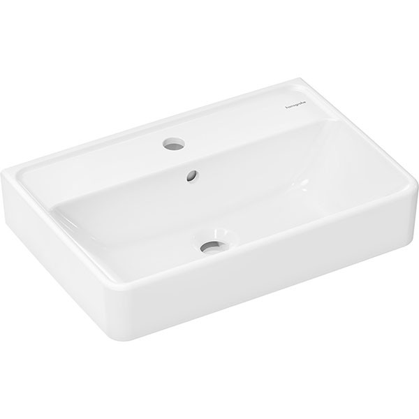 Hansgrohe Waschtisch Compact Xanuia Q 550x370mm mit Hahnloch und Überlauf weiß