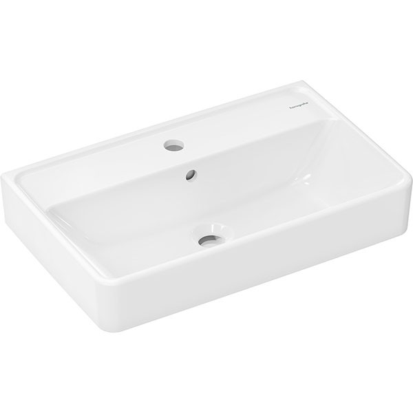 Hansgrohe Waschtisch Compact Xanuia Q 600x370mm mit Hahnloch und Überlauf weiß