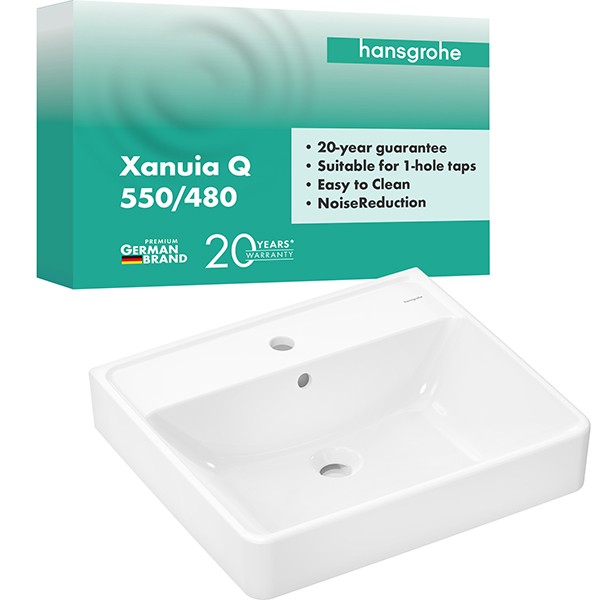 Hansgrohe Waschtisch Xanuia Q 550x480 mm mit Hahnloch und Überlauf weiß