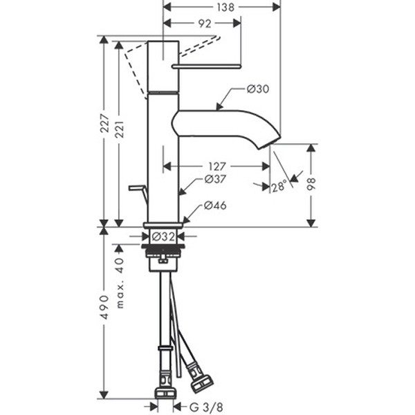 Hansgrohe Waschtischmischer 100 Axor Uno Bügelgriff BN