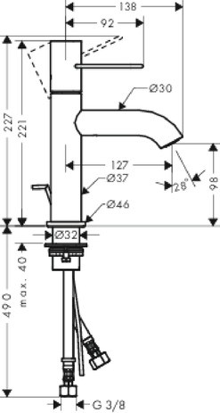 Hansgrohe Waschtischmischer 100 Axor Uno Bügelgriff BN