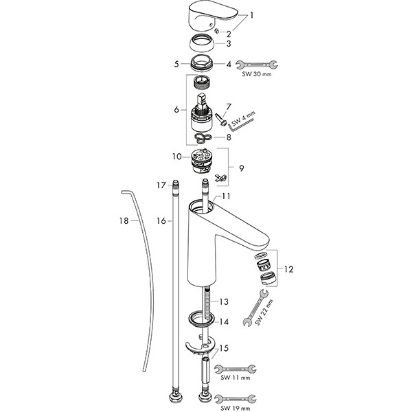 Hansgrohe Waschtischmischer 100 Focus chrom 