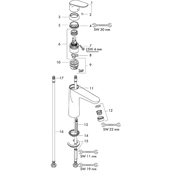 Hansgrohe Waschtischmischer 100 Focus chrom ohne Ablaufgarnitur