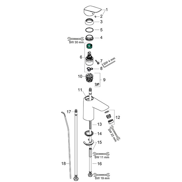 Hansgrohe Waschtischmischer 100 Logis Matt Black mit Metall-Ablauf