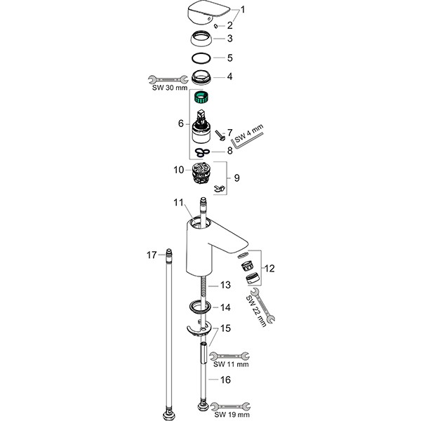 Hansgrohe Waschtischmischer 100 Logis ohne Ablaufgarnitur mattschwarz