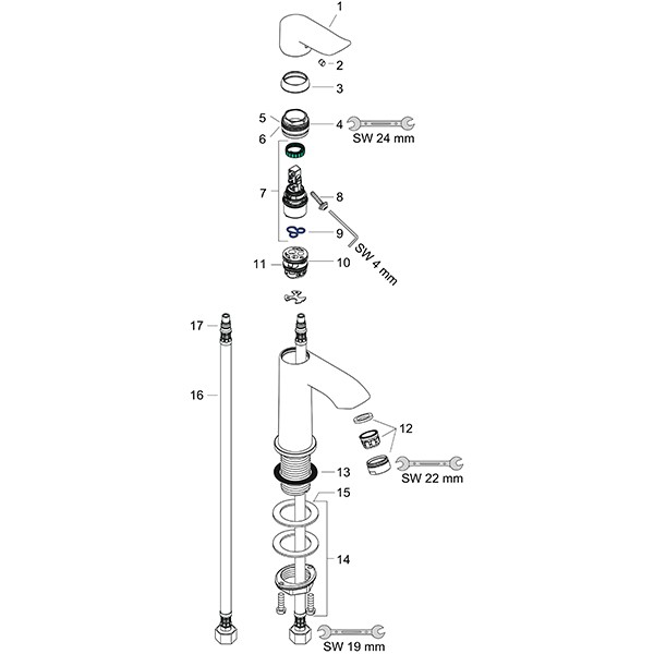 Hansgrohe Waschtischmischer 100 Metris für Handwaschbecken chr.ohne Ablaufgarnitur