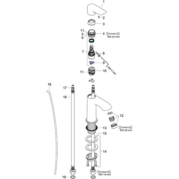 Hansgrohe Waschtischmischer 100 Metris für Handwaschbecken chrom