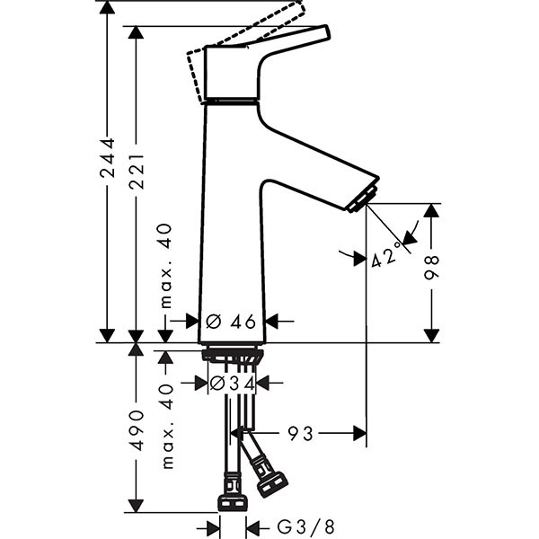 Hansgrohe Waschtischmischer 100 Talis S chrom ohne Ablaufgarnitur