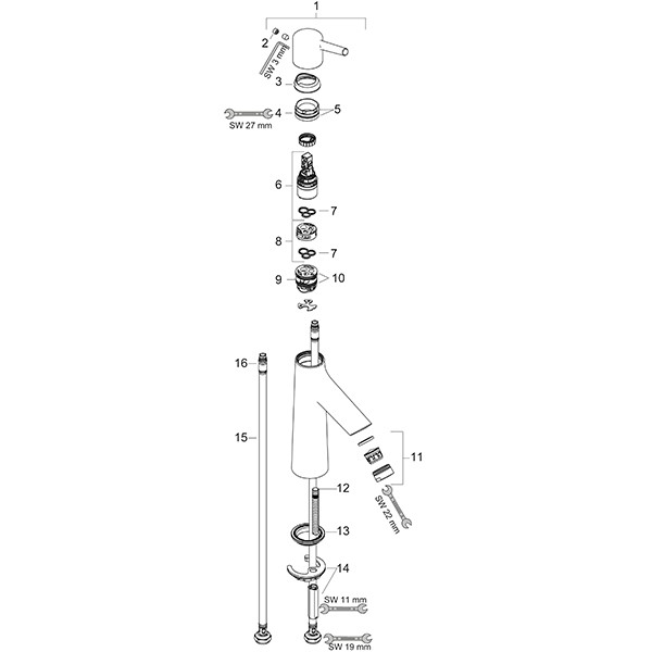 Hansgrohe Waschtischmischer 100 Talis S chrom ohne Ablaufgarnitur