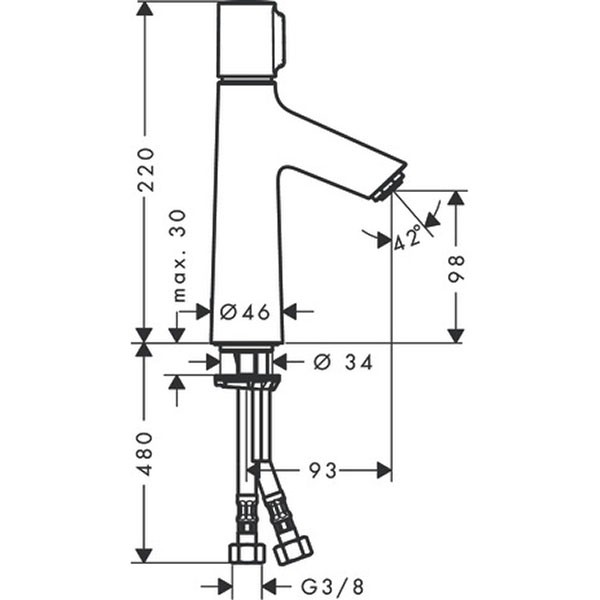 Hansgrohe Waschtischmischer 100 Talis Select S chrom ohne Ablaufgarnitur