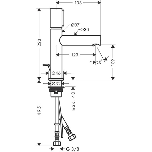 Hansgrohe Waschtischmischer 110 Axor Uno Select BN