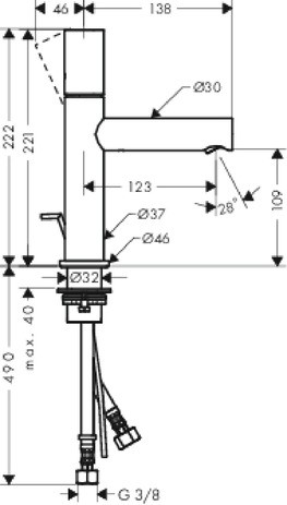Hansgrohe Waschtischmischer 110 Axor Uno Zerogriff BN