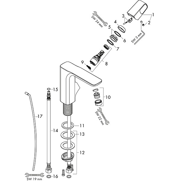 Hansgrohe Waschtischmischer 110 Axor Urquiola für Handwaschbecken chrom