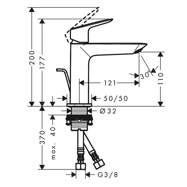 HG Waschtischmischer 110 Fine Logis mit Push-Open Ablaufgarnitur chrom