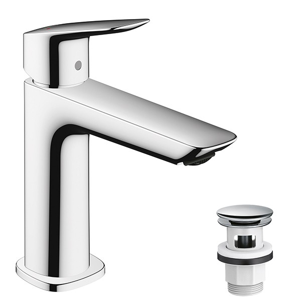 HG Waschtischmischer 110 Fine Logis mit Push-Open Ablaufgarnitur chrom