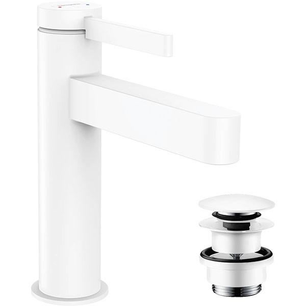 Hansgrohe Waschtischmischer 110 Finoris mit Push-Open Ablaufgarnitur mattweiss