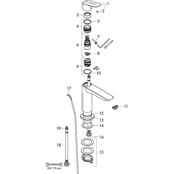 HG Waschtischmischer 110 Logis Fine mit Zugstangen-Ablaufgarnitur chrom