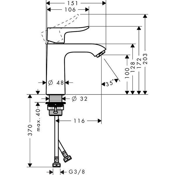 Hansgrohe Waschtischmischer 110 Metris LowFlow ohne Ablaufgarnitur chrom