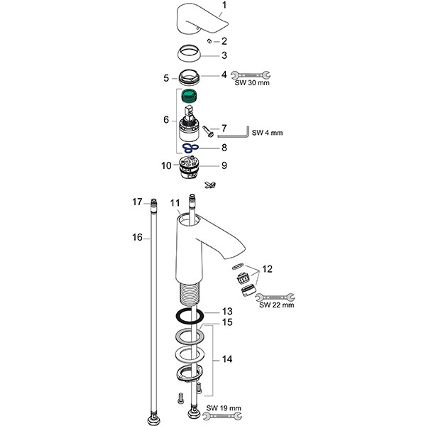 Hansgrohe Waschtischmischer 110 Metris LowFlow ohne Ablaufgarnitur chrom