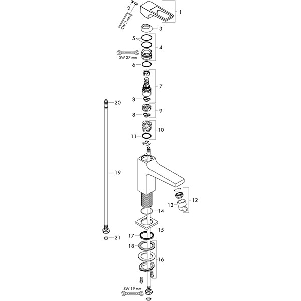 Hansgrohe Waschtischmischer 110 Metropol chrom Bügelgriff Push-Open Ablaufgarnitur