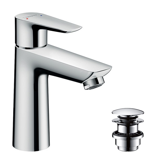 Hansgrohe Waschtischmischer 110 Talis E chrom mit Push-Open Ablaufgarnitur