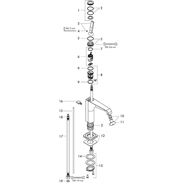Hansgrohe Waschtischmischer 125 Axor Citterio E chrom