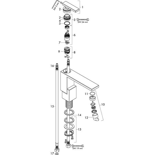 Hansgrohe Waschtischmischer 130 Axor Edge Diamantschliff chrom