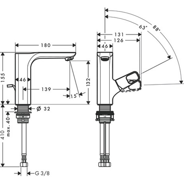 Hansgrohe Waschtischmischer 130 AXOR Urquiola chrom