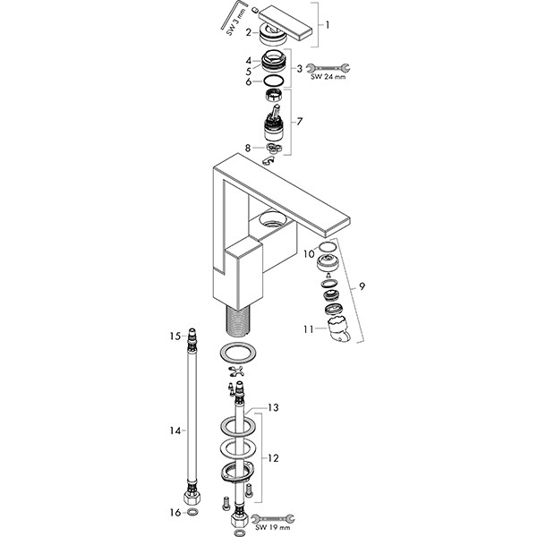 Hansgrohe Waschtischmischer 190 Axor Edge Diamantschliff chrom