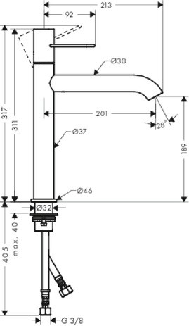 Hansgrohe Waschtischmischer 190 Axor Uno Bügelgriff ohne Ablaufgarnitur BN