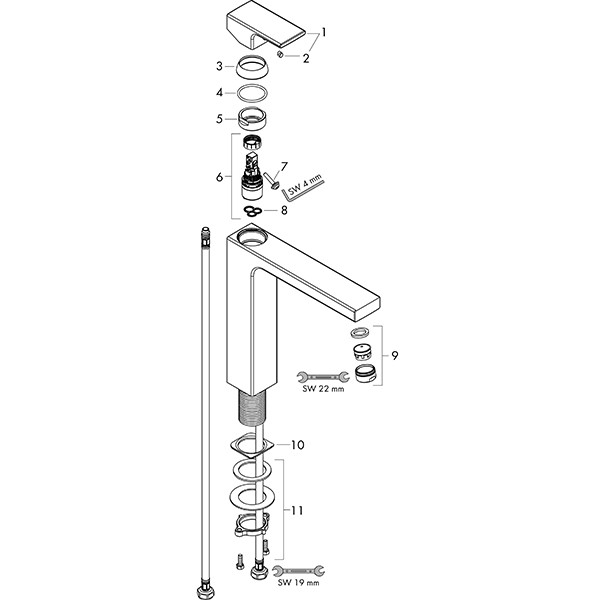 HG Waschtischmischer 190 Vernis Shape ohne Ablaufgarnitur chrom
