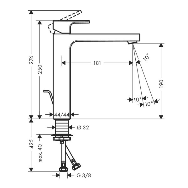 HG Waschtischmischer 190 Vernis Shape ohne Ablaufgarnitur mattschwarz