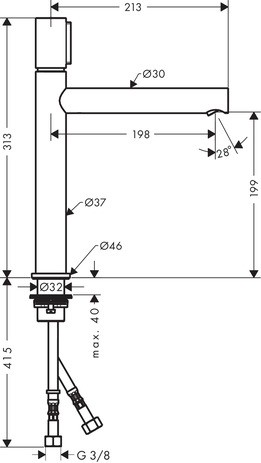 Hansgrohe Waschtischmischer 200 Axor Uno Select ohne Ablaufgarnitur BN