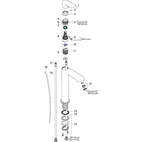 Hansgrohe Waschtischmischer 200 Metris Highriser chrom