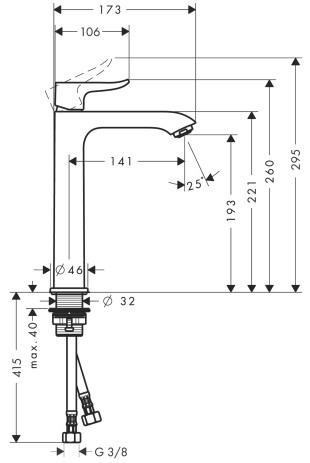 Hansgrohe Waschtischmischer 200 Metris Highriser ohne Ablaufgarnitur chrom