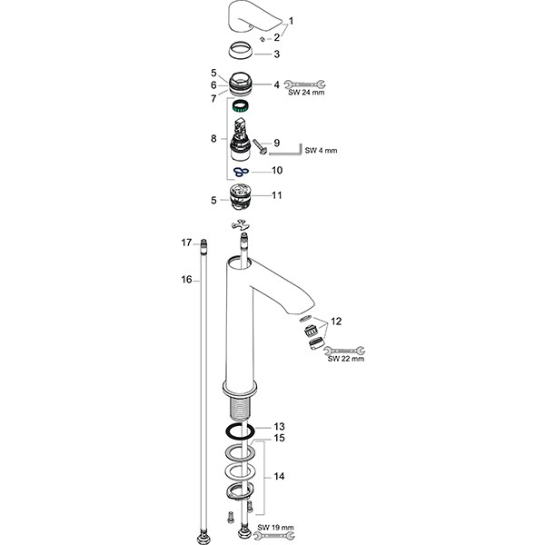 Hansgrohe Waschtischmischer 200 Metris Highriser ohne Ablaufgarnitur chrom